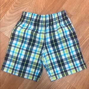 Healthtex Blue and Green Plaid Elastic Waist Shorts
